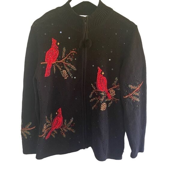 Heirlooms Collectables Christmas Collection 2004 Sequins Vintage zip jacket MED - Picture 1 of 10